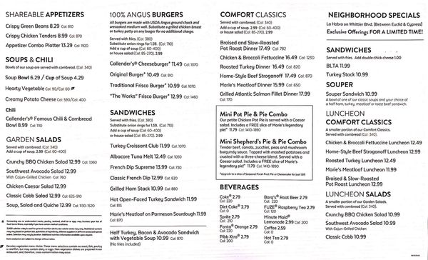 Menu photo 7 Marie Callender's La Habra, CA
