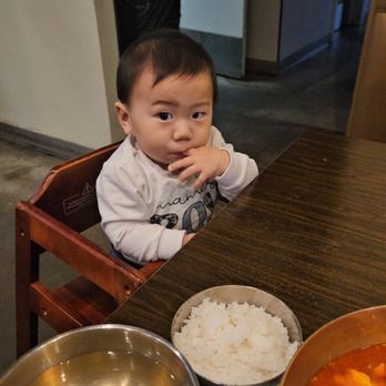 Yigah Restaurant - Baby Jameson ready to destroy some rice and soup. - Korean Near Me - Irvine, California