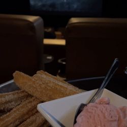 Studio Movie Grill - Bavarian cream filled churro and strawberry ice cream