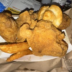 Krispy Krunchy Chicken - 4 piece Box meal w/ one side plus a biscuit for $10.99.