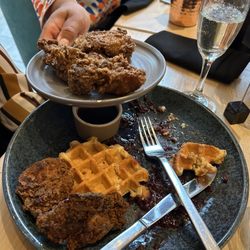 W Lounge - Chicken Waffles! The Chicken was over cooked and dried. The staff remade it and it came out the same.