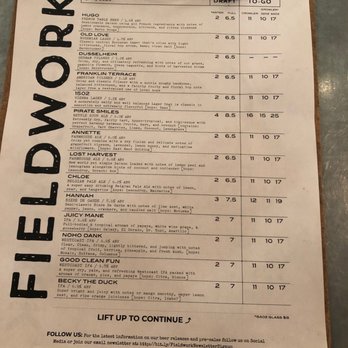 Fieldwork Brewing - Menu - changes every day - Breweries Near Me - San Ramon, California Fieldwork Brewing - Menu - changes every day - Breweries Near Me - San Ramon, California