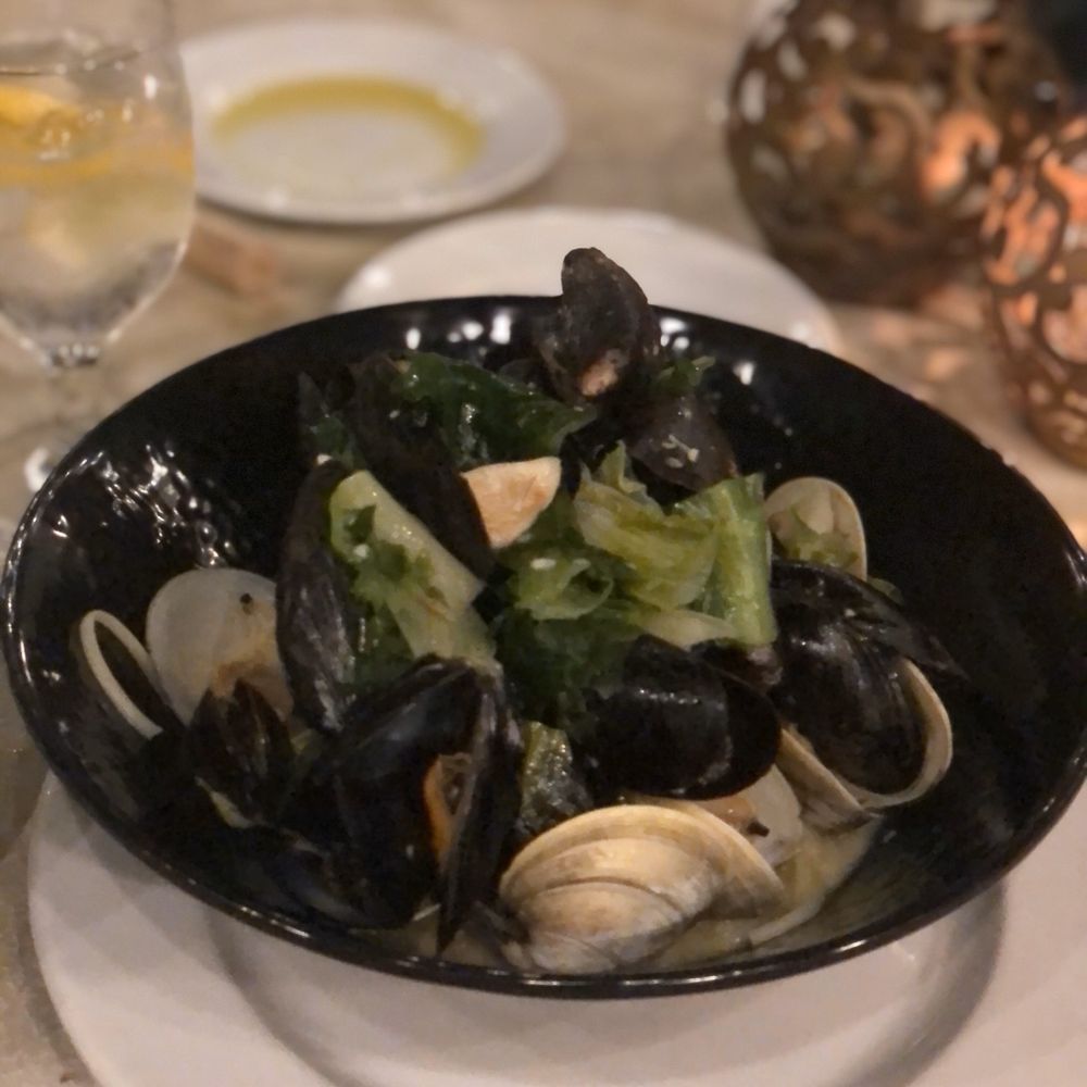 Riverview Restaurant - Mussels & clams with linguine in a garlic & olive oil sauce - New American Near Me - Cold Spring, New York Riverview Restaurant - Mussels & clams with linguine in a garlic & olive oil sauce - New American Near Me - Cold Spring, New York