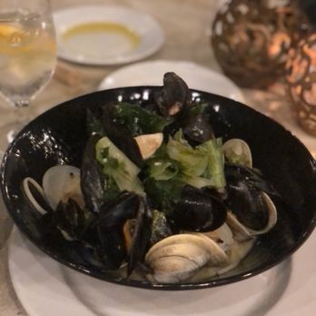 Riverview Restaurant - Mussels & clams with linguine in a garlic & olive oil sauce - New American Near Me - Cold Spring, New York Riverview Restaurant - Mussels & clams with linguine in a garlic & olive oil sauce - New American Near Me - Cold Spring, New York