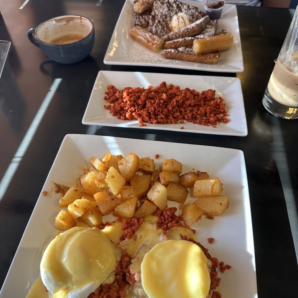 Woke Breakfast & Coffee - Churro French toast Woke Benedict Side of chorizo - Breakfast & Brunch Near Me - Coventry, Connecticut Woke Breakfast & Coffee - Churro French toast Woke Benedict Side of chorizo - Breakfast & Brunch Near Me - Coventry, Connecticut