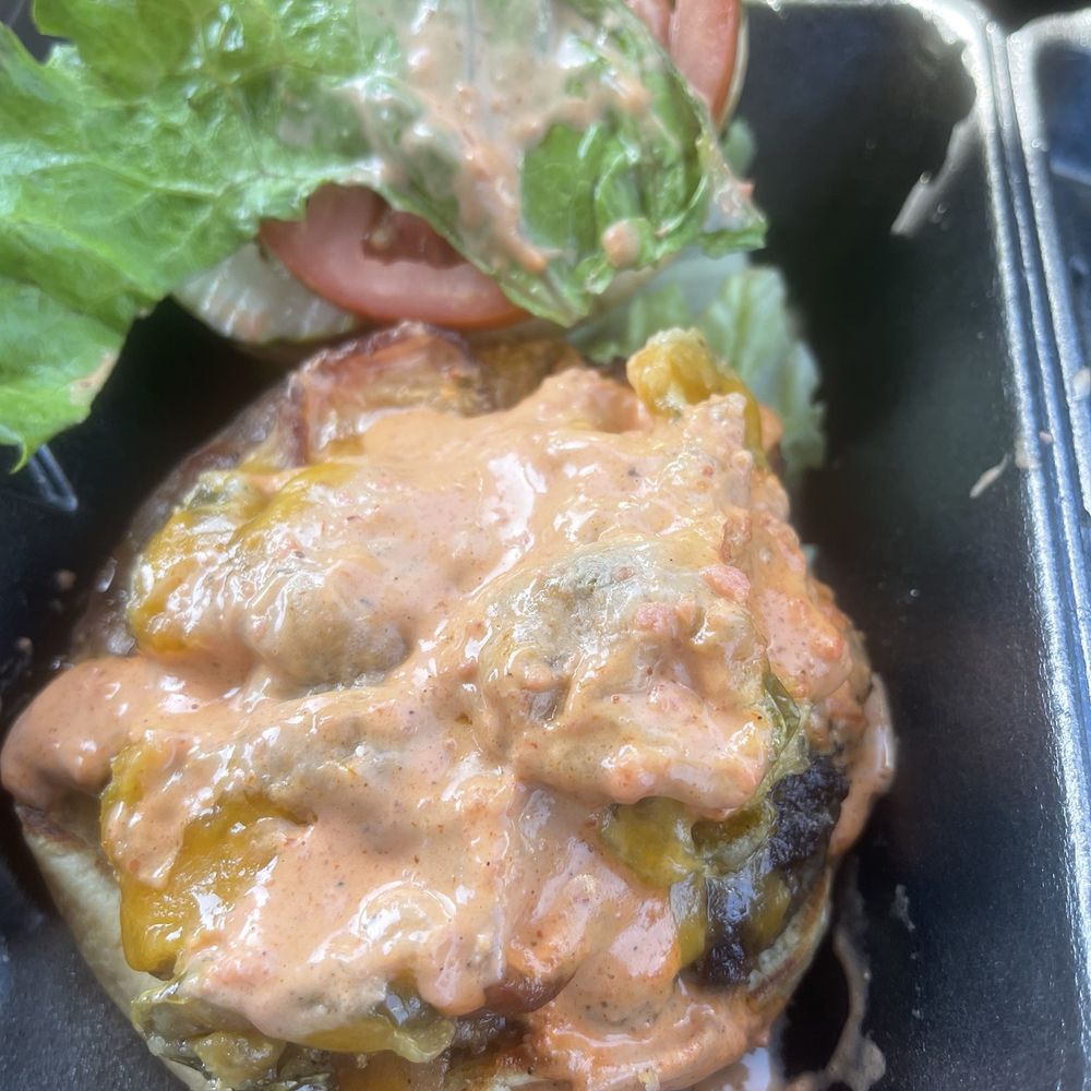 Bangin Burger - Bangin burger with sauce that was supposed to not have sauce - Breakfast & Brunch Near Me - Southgate, Michigan Bangin Burger - Bangin burger with sauce that was supposed to not have sauce - Breakfast & Brunch Near Me - Southgate, Michigan