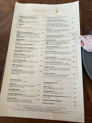 Menu photo 1 Maize Cocina And Cocktails Westfield, NJ Menu photo 1 Maize Cocina And Cocktails Westfield, NJ