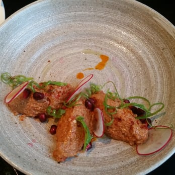 Evo - Muhmmara with roasted peppers, matzo, and pomegranate. - Tapas/Small Plates Near Me - Portland, Maine