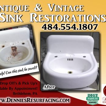 Dennie's Resurfacing - the before and after of a sink restoration - Refinishing Services Near Me