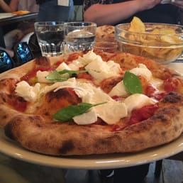 Tomato, basil, and buffalo mozzarella.