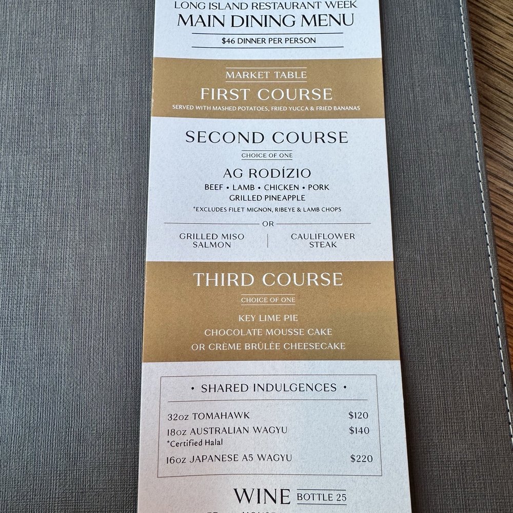 Pre fix menu for restaurant week.