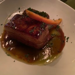 Pork belly with black pudding croquette Pork belly with black pudding croquette