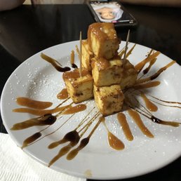 Fried cheese with guava sauce. Delicious!!