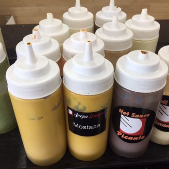 The Arepa Station - Different sauces and they were all good - Latin American Near Me - Orlando, Florida