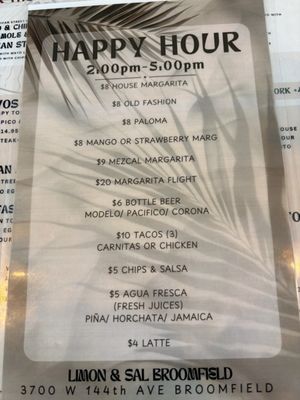 Menu photo 3 Limon & Sal Westminster, CO