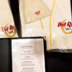 Hot Rock Spa - Bathrobes and "menu". Not for food, but for treatments.