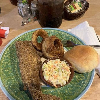Sling Shot Charlie's - Whole catfish w/onion rings n cole slaw. - Southern Near Me - Arlington, Tennessee