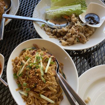 Burma Burma - Burmese Garlic Noodle with Pork and Lettuce Wrap Tofu with shrimp - Burmese Near Me - Dublin, California