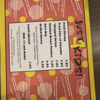 Hoskins Restaurant - Kids menu. Drinks extra. - Seafood Near Me - North Myrtle Beach, South Carolina Hoskins Restaurant - Kids menu. Drinks extra. - Seafood Near Me - North Myrtle Beach, South Carolina