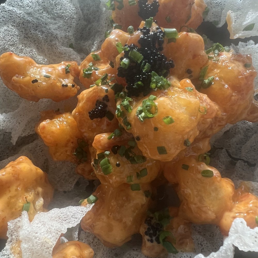 Harriet's Rooftop - ROCK SHRIMP with a touch of caviar - Lounges Near Me - Brooklyn, New York