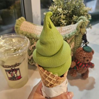 Claws and Cream - Matcha soft serve in a cone - Coffee & Tea Near Me - Garden Grove, California