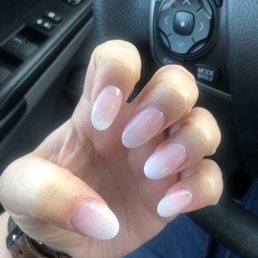 Almond ombré. Not the best, but I can fix the shape at home. Almond ombré. Not the best, but I can fix the shape at home.