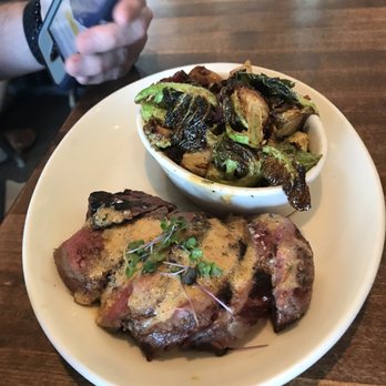 Whiskey Cake - Sirloin dish with Brussels sprouts. - New American Near Me - Plano, Texas Whiskey Cake - Sirloin dish with Brussels sprouts. - New American Near Me - Plano, Texas