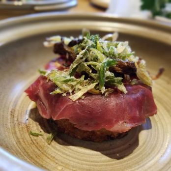 Kokkaku - Wagyu Beef On Risotto Cake With Beef Consomme - New American Near Me - Seattle, Washington Kokkaku - Wagyu Beef On Risotto Cake With Beef Consomme - New American Near Me - Seattle, Washington
