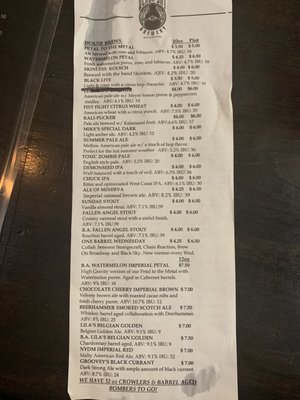Menu photo 5 Black Sky Brewery Denver, CO