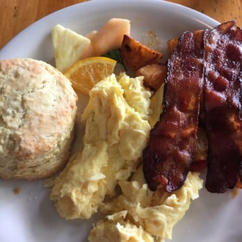Both Ways Cafe & Catering - 2 egg breakfast with bacon, potatoes, and buttermilk biscuit - Breakfast & Brunch Near Me - Seattle, Washington