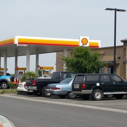 Shell - Lots of gas pumps. Easy in and out.