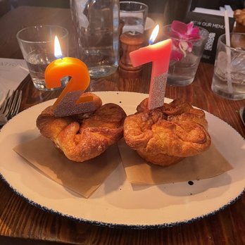 Beatrix - Streeterville - Kouign Amman dessert (with candles provided by event organizer/myself) - New American Near Me - Chicago, Illinois