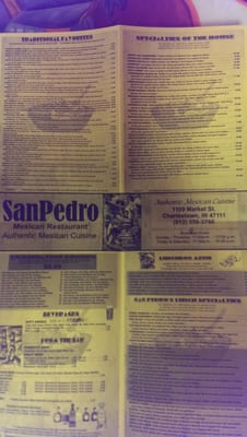 Menu photo 7 San Pedro Mexican Restaurant  Charlestown, IN