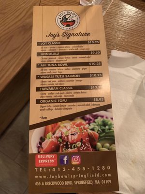 Menu photo 2 Joy Bowl Springfield, MA