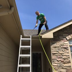 Loberg and Sons Gutter Cleaning - Second step is spraying out gutters and downspouts!