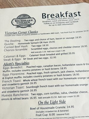 Menu photo 1 Aliotti's Victorian Corner Restaurant Pacific Grove, CA Menu photo 1 Aliotti's Victorian Corner Restaurant Pacific Grove, CA