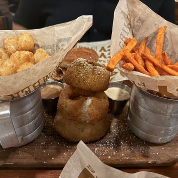 Brgr Kitchen Plus Bar - The Side Combo (Tots, Onion Ring, Sweet Potato Fries) - Burgers Near Me - Kansas City, Missouri