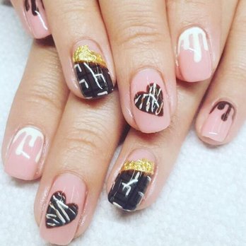 Mermaid Nail Art - Chocolate Nails for Valentines Day! And yes the gold on the wrapper is freaking gold flake foil!! Ugh she's so amazing - Nail Technicians Near Me - Bellevue, Washington
