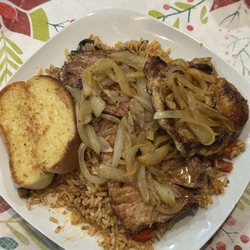 A Taste of Europe - Bifana with sautéed onions, rice and garlic bread