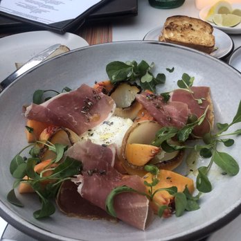 Solbar - Prosciutto and peach appetizer - New American Near Me - Calistoga, California Solbar - Prosciutto and peach appetizer - New American Near Me - Calistoga, California