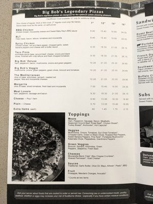 Menu photo 1 Big Bob's Pizza Grand Rapids, MI