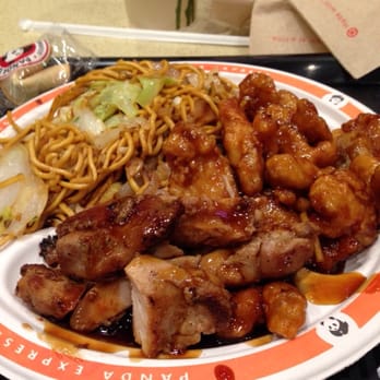 Panda Express - Chow mein with orange chicken and teriyaki chicken with sauce on top. - Chinese Near Me - Niceville, Florida Panda Express - Chow mein with orange chicken and teriyaki chicken with sauce on top. - Chinese Near Me - Niceville, Florida