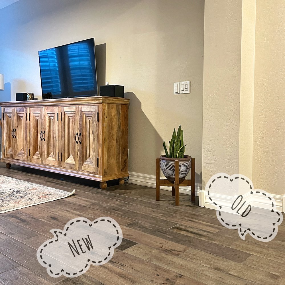 Room with TV used to be carpet.