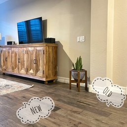 Room with TV used to be carpet.