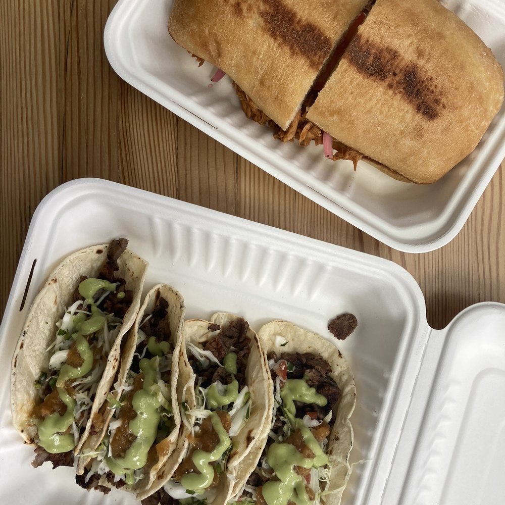 Carne asada tacos and chicken tinga lonches Carne asada tacos and chicken tinga lonches