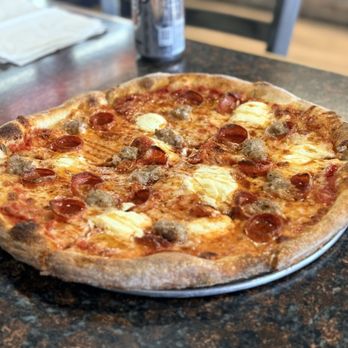 Crispy Crust Pizzeria - Sweet Swine pizza. Mozzarella, pepperoni, sausages, ricotta, and Mike's hot honey with a crispy crust. - Pizza Near Me - Easton, Massachusetts Crispy Crust Pizzeria - Sweet Swine pizza. Mozzarella, pepperoni, sausages, ricotta, and Mike's hot honey with a crispy crust. - Pizza Near Me - Easton, Massachusetts