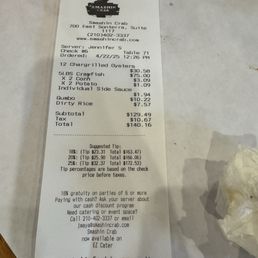 Premium costs for pre-frozen crawfish.