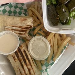 Golden Meals - Chicken Shawarma Sandwich and Grape Leaves
