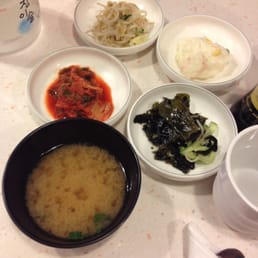 Miso soup and banchan Miso soup and banchan