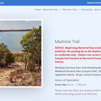 Canyon Park - 2022 Madrone Trail rules & fees - Beaches Near Me - Canyon Lake, Texas Canyon Park - 2022 Madrone Trail rules & fees - Beaches Near Me - Canyon Lake, Texas